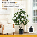 Artificial Camellia Tree in Cement Pot 35.5" Faux Flower Plant