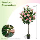 Artificial Camellia Tree with 27 Blossoms in Cement Pot