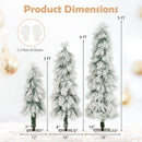 Artificial Christmas Tree Set of 3 with Snow-flocked Branch Tips and LED Lights