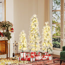 Artificial Christmas Tree Set of 3 with Snow-flocked Branch Tips and LED Lights