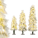 Artificial Christmas Tree Set of 3 with Snow-flocked Branch Tips and LED Lights