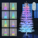 7 FT Artificial Pre-lit Christmas Tree Hinged Xmas Tree with 820 Coral-like Branch Tips