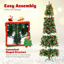 5/7.5/9 FT Pre-Lit Artificial Christmas Tree with 453/1096/1416 PVC and Pine Needles