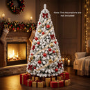 Snow-Flocked Artificial Christmas Tree 6 ft with Metal Stand