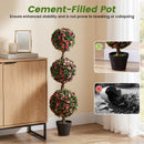 Triple Ball Rose Topiary Tree 43.5" with Lifelike Blooms