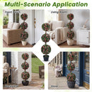 Triple Ball Rose Topiary Tree 43.5" with Lifelike Blooms