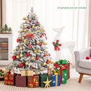 4.5/6/7 Feet Flocked Christmas Tree with Warm White LED Lights