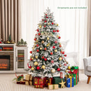 4.5/6/7 Feet Flocked Christmas Tree with Warm White LED Lights