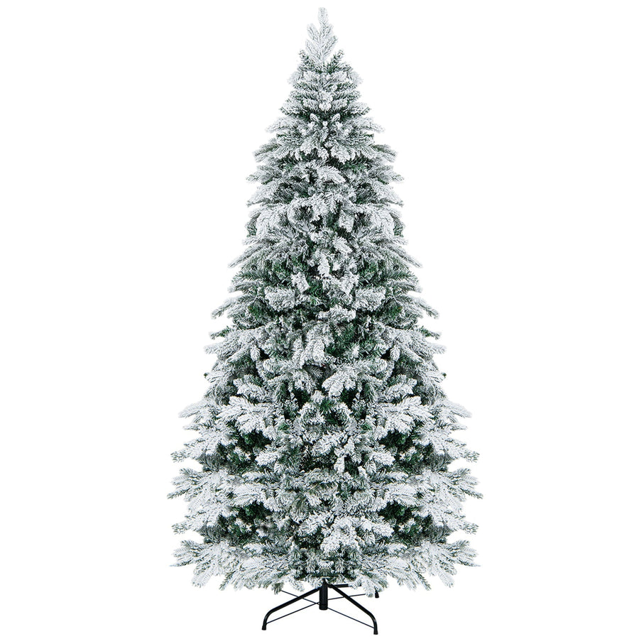4.5/6/7 Feet Flocked Christmas Tree with Warm White LED Lights