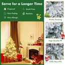4.5/6/7 Feet Flocked Christmas Tree with Warm White LED Lights