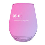 Aunt Jumbo Stemless Wine Glass in Pink | 30 Oz. | Holds an Entire Bottle of Wine