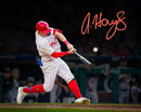 Austin Hays Blackout Swing Autographed Philadelphia Phillies 8" x 10" Baseball Photo