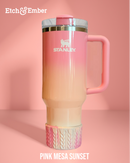 Pink Mesa Sunset Macrame Tumbler Boot - fits 20-40oz