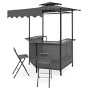 Grill Gazebo with Shelves, Hooks & Double Roof Canopy