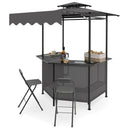 Grill Gazebo with Shelves, Hooks & Double Roof Canopy