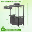Grill Gazebo with Shelves, Hooks & Double Roof Canopy