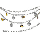 Metal Chain Belt - Silver Chain with Wonder Woman Chibi Face and Logo Charms