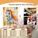 Personalized Baby Unicorn Blanket with Name | Rainbow Mane & Flower Garland | Custom Gift for Girls