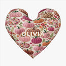 Personalized Pumpkin Heart Pillow | Custom Name | Fall Autumn Harvest Decorative Cushion Gift