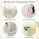 Baby Diaper Changing Table with Water Basin Wheel-Green