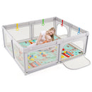 Baby Playpen with Mat and Breathable Mesh-Gray