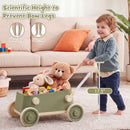Push Walker with Storage Basket and Foldable Handle