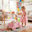 Push Walker with Storage Basket and Foldable Handle