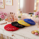 Love Embroidered Beret in Red