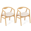 Bamboo Accent Chair with Armrest and Curved Backrest-Natural
