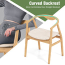 Bamboo Accent Chair with Armrest and Curved Backrest-Natural