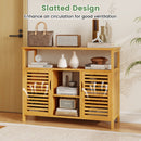 Bamboo Bathroom Cabinet with Shelves and Doors-Natural