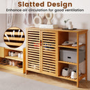 Bamboo Bathroom Cabinet 2-Door Storage Organizer with Shelves-Natural