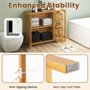 Bamboo Bathroom Cabinet 2-Door Storage Organizer with Shelves-Natural