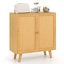 Bamboo Buffet Storage Cabinet with PE Rattan Doors and Freestanding Kitchen Cupboard-Natural