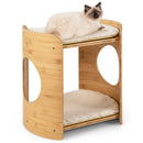 2-Tier Bamboo Cat Tree with Plush Mats for Indoor Cats