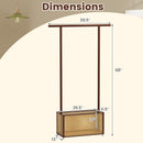 Bamboo Clothes Rack with Rattan Storage Basket and Wheels