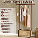 Bamboo Clothes Rack with Rattan Storage Basket and Wheels