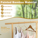 Bamboo Clothes Rack with Rattan Storage Basket and Wheels