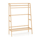 Bamboo Garment Rack with Shelves and Hanging Rod