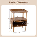 Bamboo Rattan Nightstand with Flip-Up Door and Open Shelf