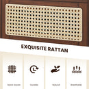 Bamboo Rattan Nightstand with Drawer and Solid Wood Legs