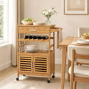 Rolling Kitchen Island Cart with Wine Rack and Storage
