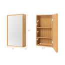 Bamboo Small Medicine Cabinet with Mirror Door and Removable Shelves-Natural
