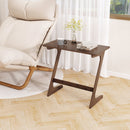 Bamboo Z-Shaped Spacious Sofa Side Table with Space-Saving Tabletop
