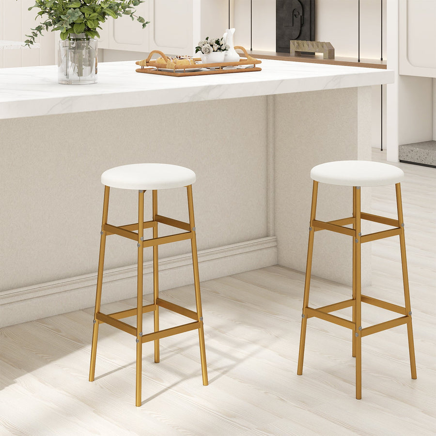 Bar Stools Set of 2 with Sturdy Metal Frame and Footrest