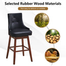 2 Pieces 29 Inch Pub Height Swivel Upholstered Bar Stools with Wood Legs-29 inches