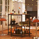 3-Tier Liquor Bar Table with Stemware Racks and Storage Shelves