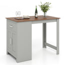 Counter Height Bar Table with Storage Cabinet and Drawer