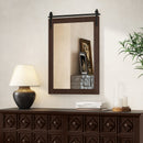 Rustic Wood Frame Barn Door Style Farmhouse Wall Mirror
