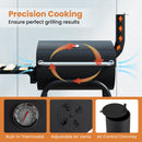 Barrel Charcoal Grill with Foldable Side Table and Thermostat-Black